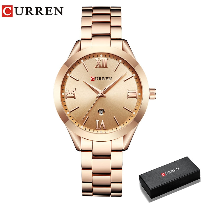 Relógio Feminino Pulseira de Aço Luxo Curren