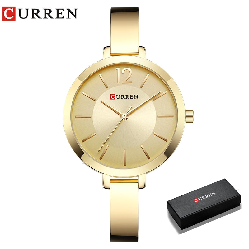 Relógio Luxo Curren Feminino Aço Inoxidável