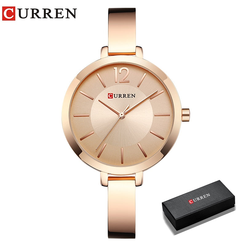 Relógio Luxo Curren Feminino Aço Inoxidável