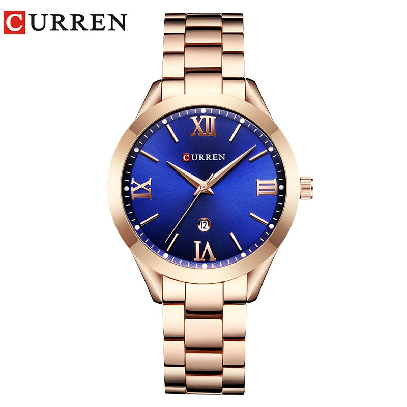 Relógio Feminino Pulseira de Aço Luxo Curren