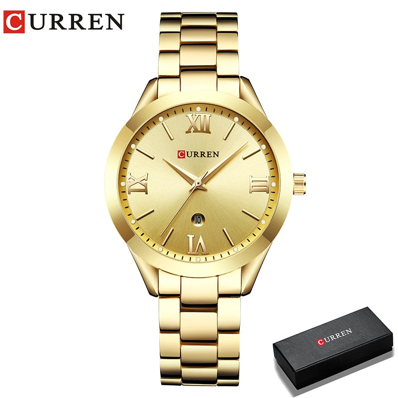 Relógio Feminino Pulseira de Aço Luxo Curren