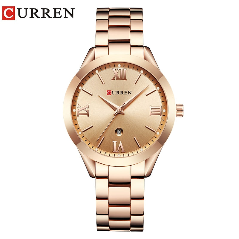 Relógio Feminino Pulseira de Aço Luxo Curren