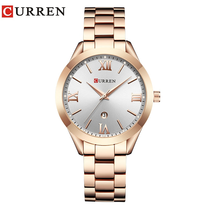 Relógio Feminino Pulseira de Aço Luxo Curren