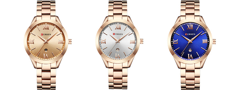 Relógio Feminino Pulseira de Aço Luxo Curren