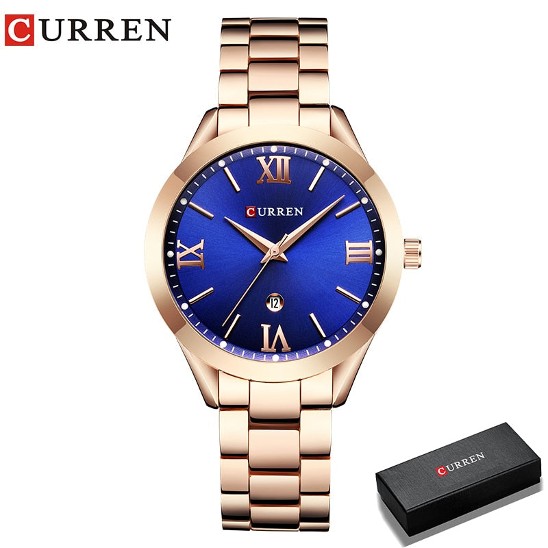 Relógio Feminino Pulseira de Aço Luxo Curren