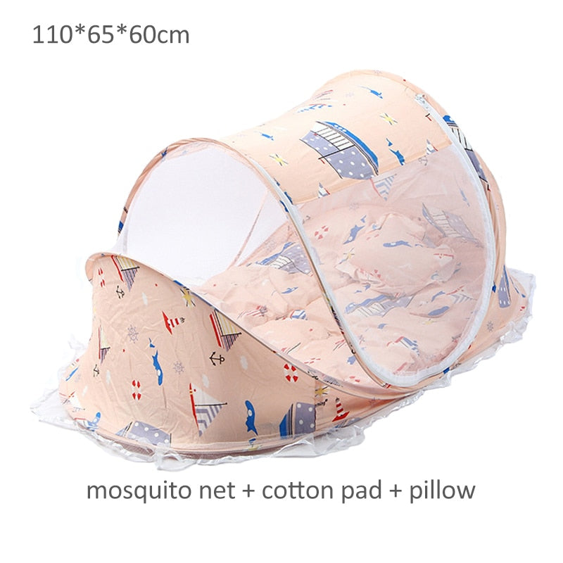 Cama Rede Com Mosquiteiro Para Bebê Dobrável