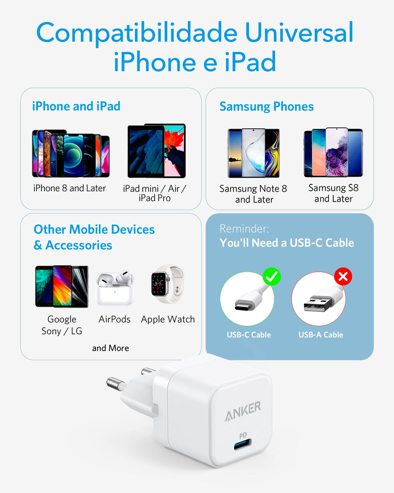 Carregador Anker Nano 20W Para Iphone