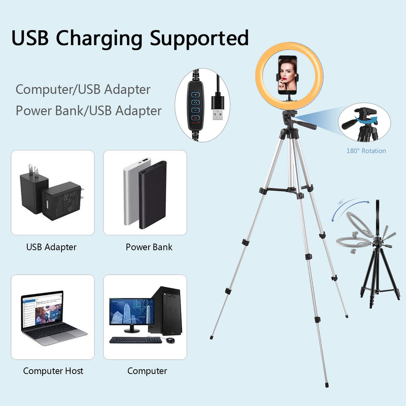 Ring Light Completo Iluminador Portátil 26cm + Tripé 50cm RY